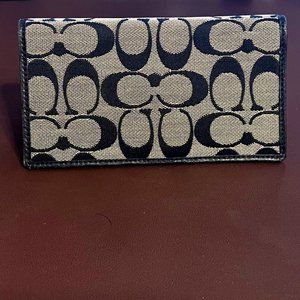 Vintage Coach Checkbook Cover Signature C's W Leather Accent Black